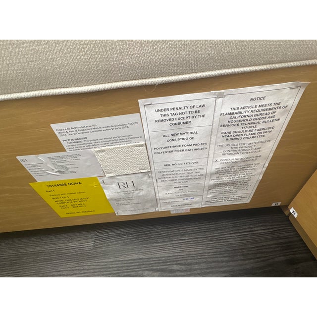 Rh Restoration Hardware Ligné Fabric Panel Bed Queen | Light Brushed Oak | Natural Performance Linen Weave For Sale - Image 11 of 18