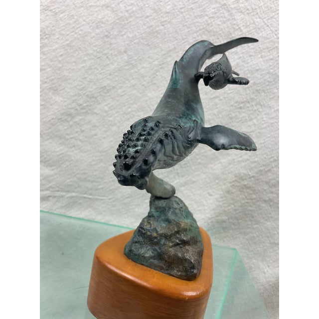 1970s Patinated Bronze Whale Sculpture For Sale - Image 5 of 9
