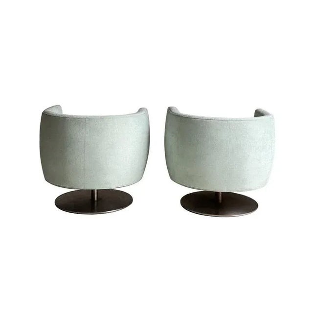 Mid-Century Milo Baughman Style Barrel Back Swivel Chairs - A Pair For Sale In Dallas - Image 6 of 9