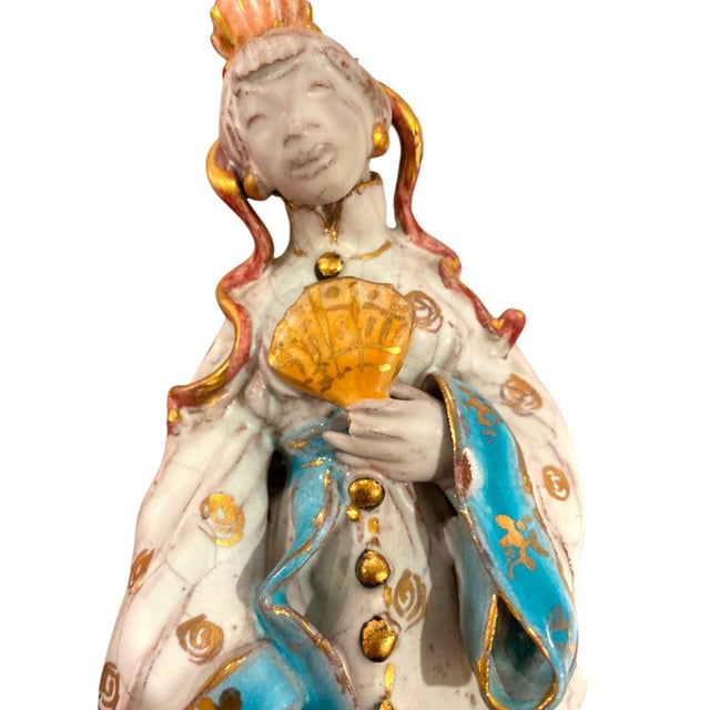Eugenio Pattarino Ceramic Sculpture of Chinese Man and Lady, Italian Chinoiserie For Sale - Image 17 of 18