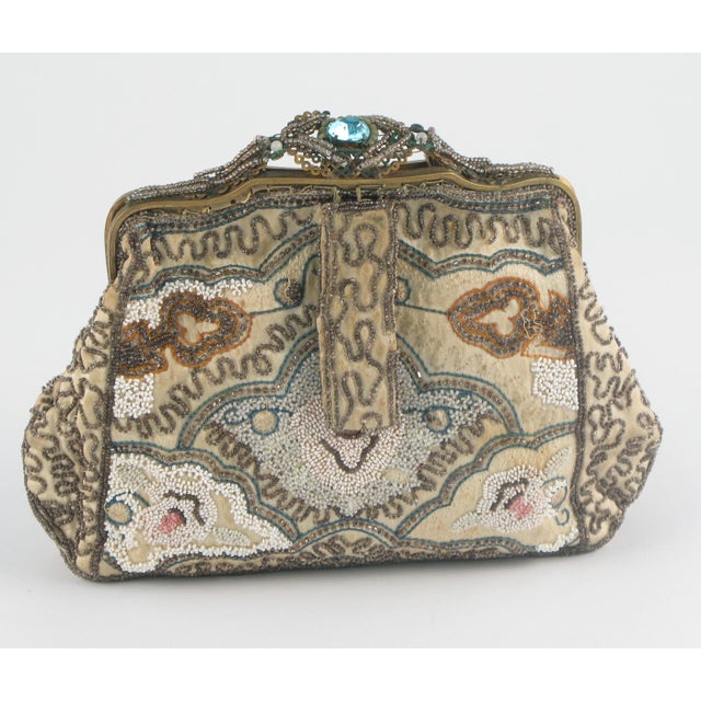 Late 18th Century Helene Dale Paris Antique Beaded and Tambour Embroidery French Made Evening Clutch For Sale - Image 5 of 10
