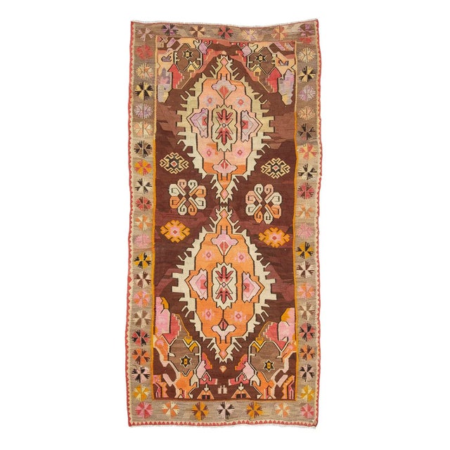 Textile Vintage Turkish Kilim Rug For Sale - Image 7 of 7