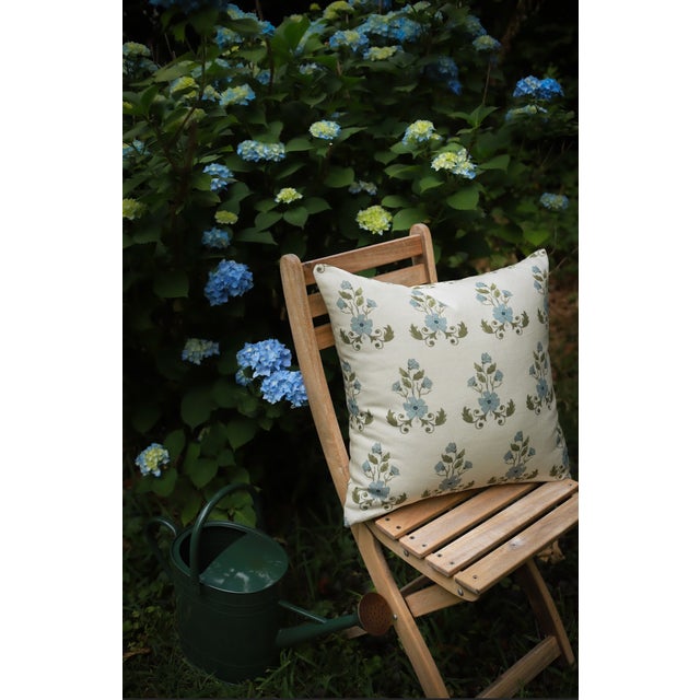 Lauren Servati Textiles, Unfading Flower // Bluebell 22"x22" pillow pair (two pillows!) Double-sided throw pillow with a...
