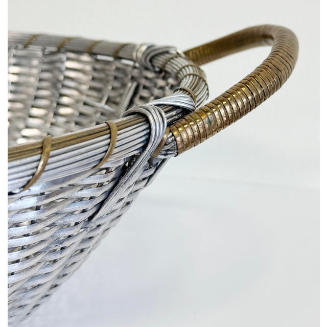 Vintage French Style Silver Woven Handled Basket For Sale - Image 10 of 10