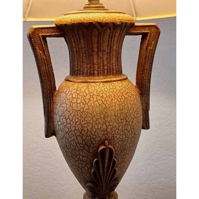 Vintage Neoclassical Ornate Urn Table Lamp Grecian Baroque Regency W Shade For Sale - Image 12 of 16