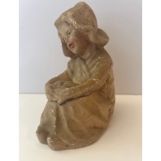 1930s Girl With Bonnet Statue For Sale - Image 4 of 5