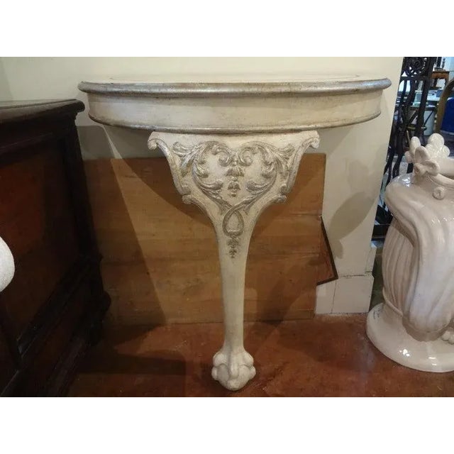 Shabby Chic Pair of Venetian Painted and Parcel Gilt Console Tables For Sale - Image 3 of 13