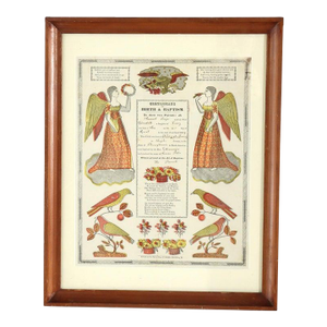 Pa German Fraktur Taufschein Hand Colored Birth/Baptismal Certificate C1859