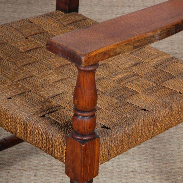 Wood Oak and Rope Armchairs, French Work from the 1940s, Set of 2 For Sale - Image 7 of 8