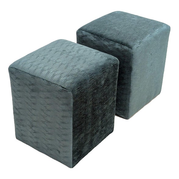 Velvet Ottomans from Sable Interiors, Set of 2 For Sale