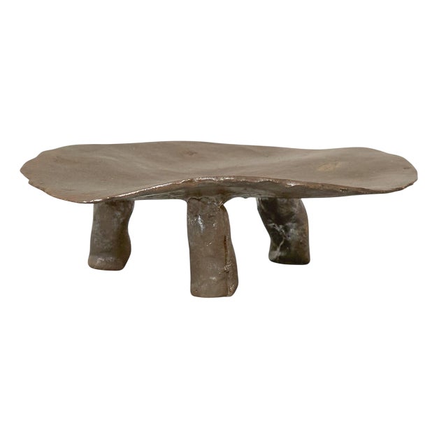 Freeform Footed Studio Pottery Platter, 1970s For Sale