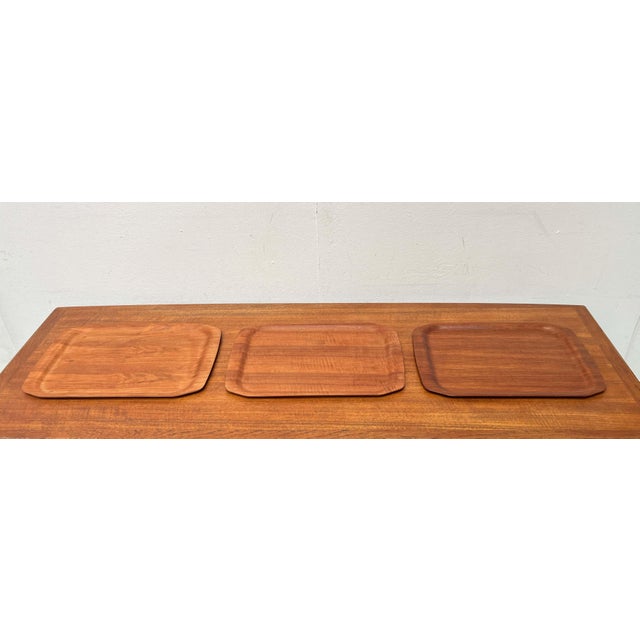 Mid-Century Modern Form Stabil Teak Trays from Langva, 1960s, Set of 3, in Very Good conditions. Designed 1960 to 1969...