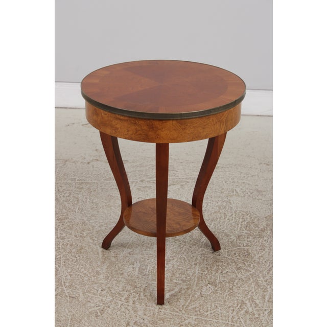 Baker Walnut Round Two-Tier Neoclassical Occasional Table For Sale - Image 15 of 17
