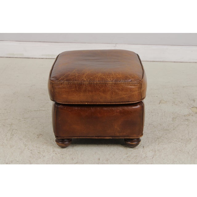 Stickley Tufted Back Leather Chair & Ottoman For Sale - Image 16 of 18