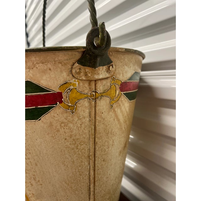Brown Vintage Gucci Style Hand Painted Horse Bit Bucket or Trash Can For Sale - Image 8 of 12