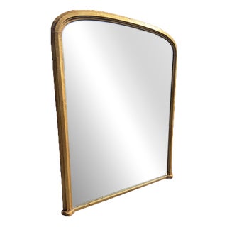 Large Antique English Arched Top Gilt Overmantle Mirror, 19th Century For Sale