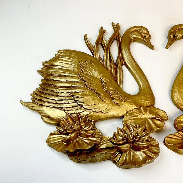 Mid-Century Hollywood Regency Swan Sculptural Wall Objects - A Pair. For Sale - Image 6 of 12