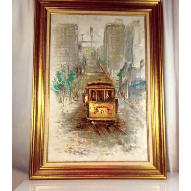 Parker Oil on Canvas Mid Century Modern Haight Asbury Summer of Love San Francisco Oil on Canvas Street Scene Signed, Framed For Sale - Image 12 of 12