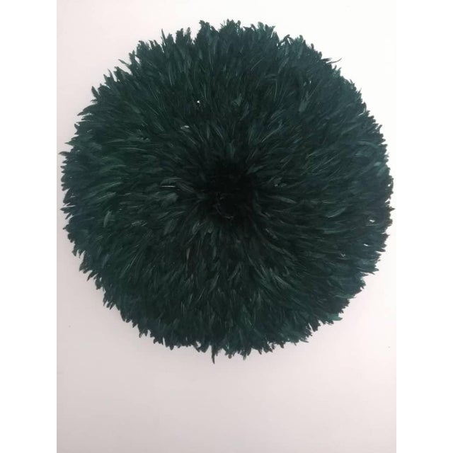 Juju hat dark green of 27" (70 cm). Juju hat made with natural feathers and rattan. Juju hat woven and handcrafted....