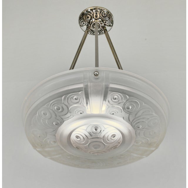 Art Deco A French Art Deco Pendant Light by Marius Sabino 1930 France For Sale - Image 3 of 12