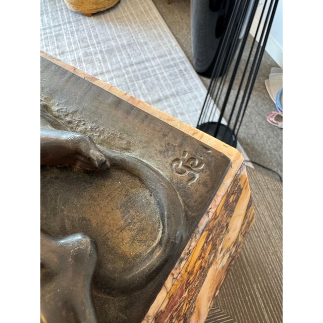 Vintage Marble & Bronze Art Deco Stye Clock For Sale - Image 10 of 10