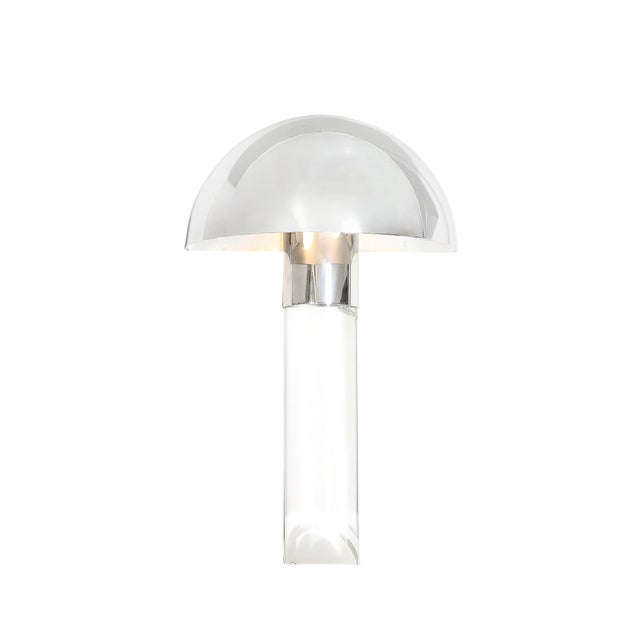 Mid-Century Modern Mid-Century Mushroom Sconce by Karl Springer in Polished Chrome & Lucite For Sale - Image 3 of 8