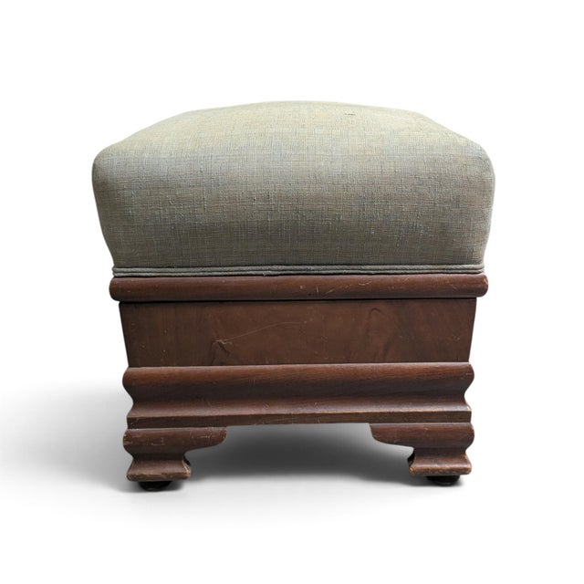 Early-to-Mid 20th Century Upholstered Wood Storage Ottoman With Hinged Lid For Sale - Image 12 of 17