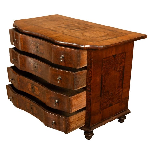 Antique Austrian Baroque Inlaid Walnut Burl Chest Drawers Dresser Commode 1760 For Sale In Portland, OR - Image 6 of 14