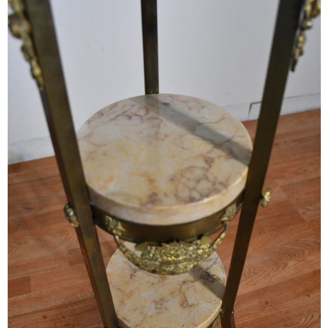 Antique Late 19th French XVI Marble Bronze Étagère / Pedestal Stand 4 Tiers For Sale - Image 13 of 18