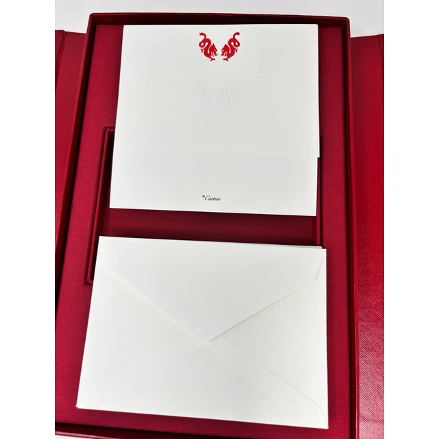 Art Deco Cartier Paris Luxury Stationery Set, Red Dragons Design, France, 1990s For Sale - Image 3 of 10