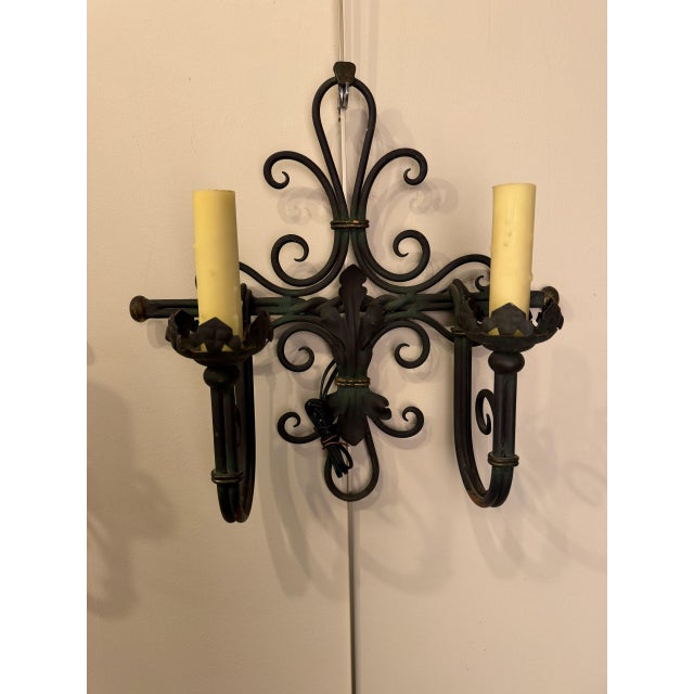 19th Century Iron Two-Arm Sconces, Circa 1890 For Sale - Image 10 of 12