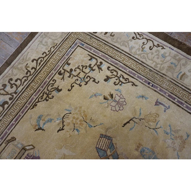 A White-Cream Background Color in Artistic Details of Chinese Motif Antique Peking Rug For Sale - Image 10 of 12