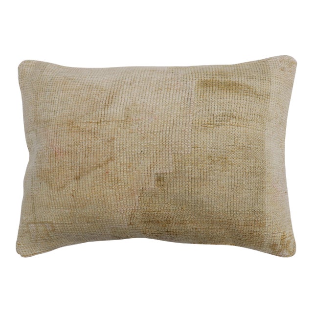 Neutral Vintage Oushak Rug Pillow For Sale
