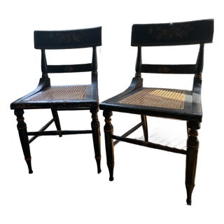 Antique Victorian Hand-Painted Cane Chairs – Pair | Circa 1880s For Sale
