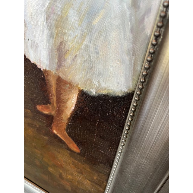 1990s Ballerina Dancers Degas Style Original Oil Painting, Framed For Sale - Image 14 of 17