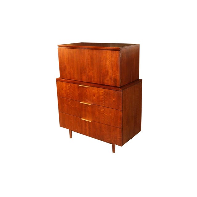 John Stuart Mid Century Highboy Walnut Dresser For Sale - Image 13 of 13