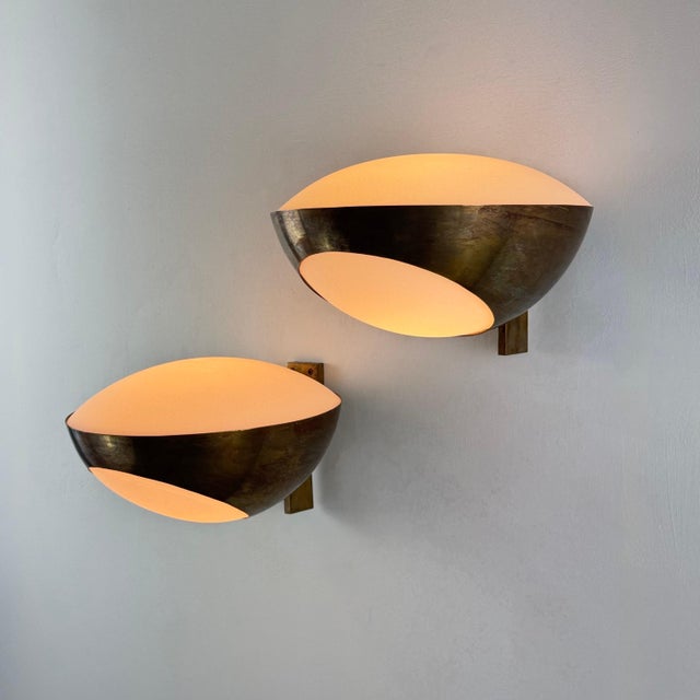 Fontana Arte Brass Wall Lights attributed to Max Ingrand for Fontana Arte, 1960s, Set of 2 For Sale - Image 4 of 18