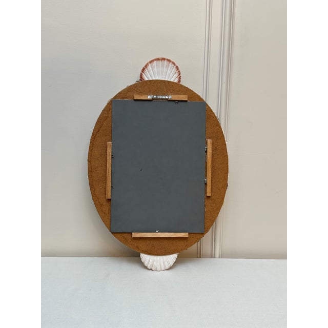 Vintage Palm Beach Regency Oval Shell Encrusted Wall Mirror in the Style After Tony Duquette For Sale - Image 12 of 12