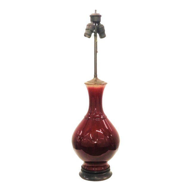 19th Century Chinese Oxblood Langyao-Red Vase Mounted as Lamp For Sale