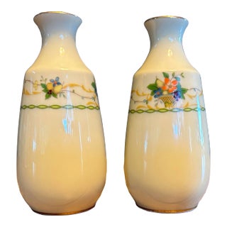 Noritake 8162 Salt and Pepper Shaker Set Featuring the Normandy Pattern For Sale