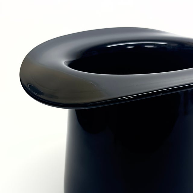 Glass 1970s Murano-Style Black Glass Top Hat-Shaped Ice Bucket For Sale - Image 7 of 9