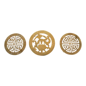 Vintage Brass Chinese Trivets S/3
