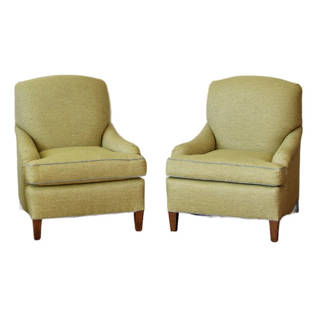 Custom Upholstered English Roll Arm Armchairs - Pair For Sale
