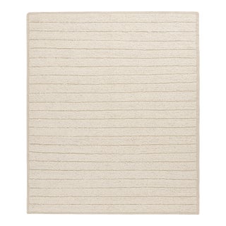 Rug & Kilim’s Textural Kilim Rug in Cream and White High-Low Stripes - 6x8 For Sale