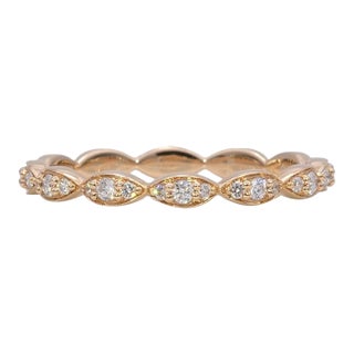 Earth-Mined Diamonds Band in Solid 14k Gold – Fine Jewelry, Gift for Her, Size 6.75 For Sale