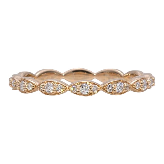 Earth-Mined Diamonds Band in Solid 14k Gold – Fine Jewelry, Gift for Her, Size 6.75 For Sale