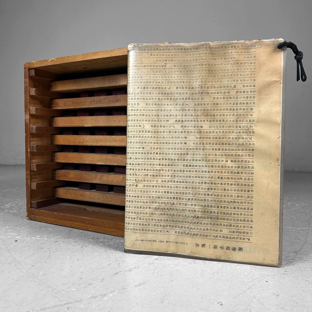 Wooden Letterpress Drawer, Japan, 1970s For Sale - Image 12 of 18