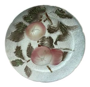 1900s Antique Majolica Apples Plate