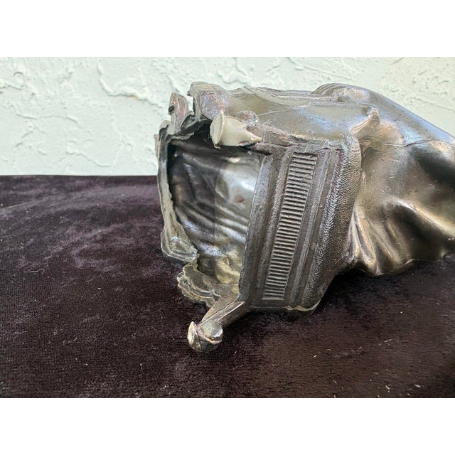 Black Antique Spelter Lady With Harp Sculpture, Classical Figural Accent, C. 1900–1920 For Sale - Image 8 of 8