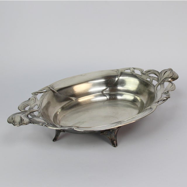 Metal French Art Nouveau Tray in Silver Metal, 1890s For Sale - Image 7 of 11